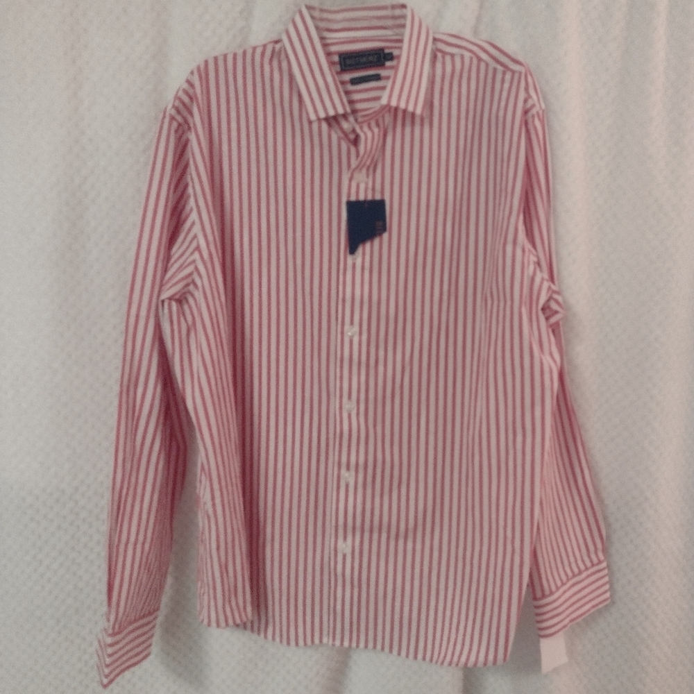 Biltmore Red Striped Women's Blouse Long Sleeve Button Front NWT